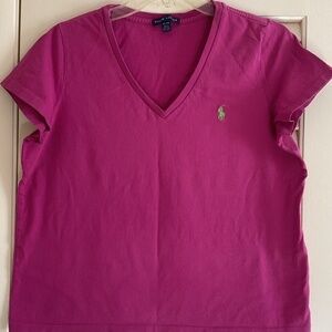 Ralph LAUREN Blue Label POLO V-neck cropped woman T-shirt Size US XL